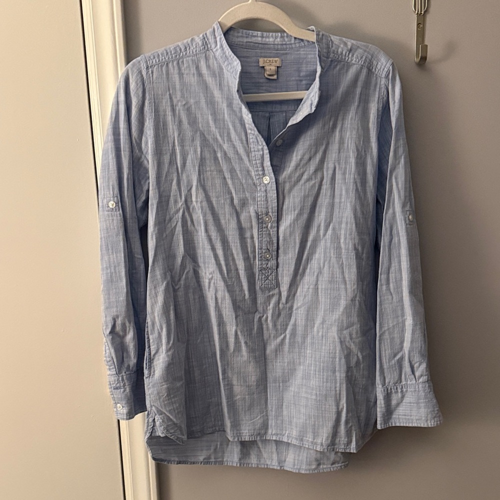 J. Crew Light Blue Mandarin Collar Tunic